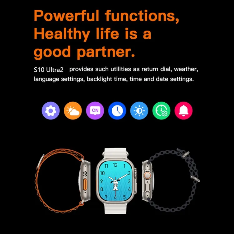 S10 Ultra 2 Smart Watch for Kids & Adults | 7 Stylish Straps | Titanium Body | Magnetic Charger | Water Resistant - Image 2